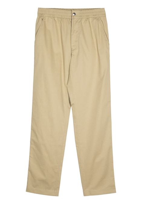 Beige logo-embroidered tapered-leg trousers Maison Kitsune - men MAISON KITSUNÉ | MM01119WW0102P357